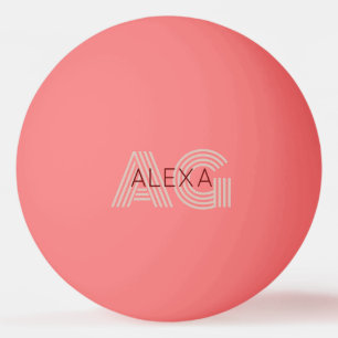 Modern Beige en Wijn Monogram Pingpongbal