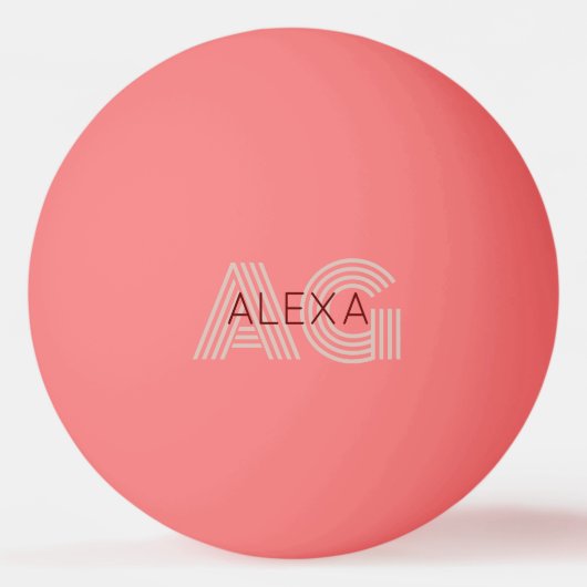 Modern Beige en Wijn Monogram Pingpongbal (Voorkant)