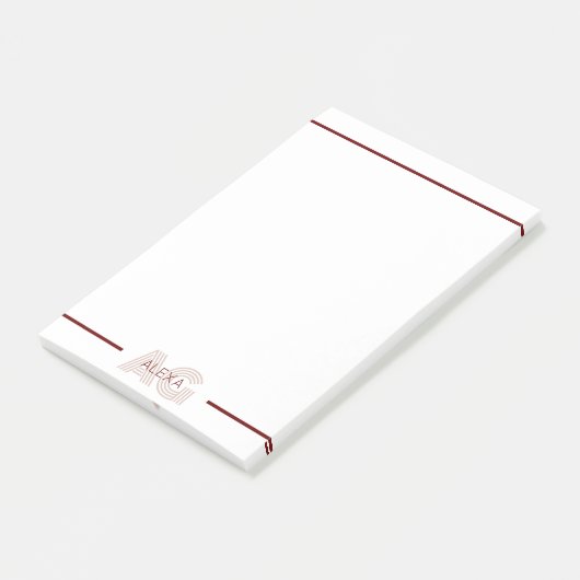 Modern Beige en Wijn Monogram Post-it® Notes (Schuin)