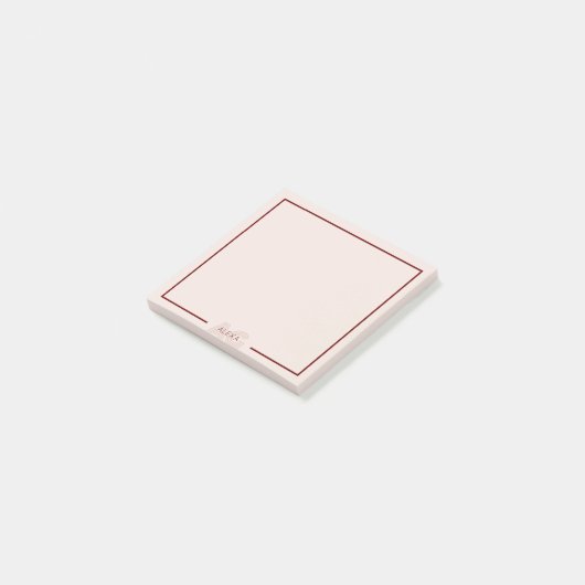 Modern Beige en Wijn Monogram Post-it® Notes (Schuin)