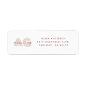 Modern Beige en Wijn Monogram Retouradres Etiket (Voorkant)