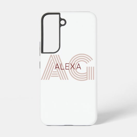 Modern Beige en Wijn Monogram Samsung Galaxy Hoesje (Achterkant)