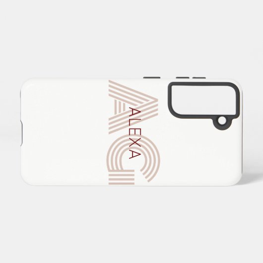 Modern Beige en Wijn Monogram Samsung Galaxy Hoesje (Achterkant horizontaal)