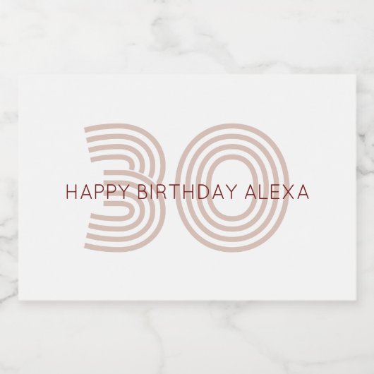 Modern Beige en Wijn Monogram Sparkling Wijnetiket (Enkel label)