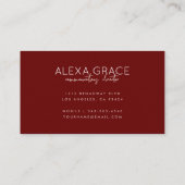 Modern Beige en Wijn Monogram Visitekaartje (Achterkant)