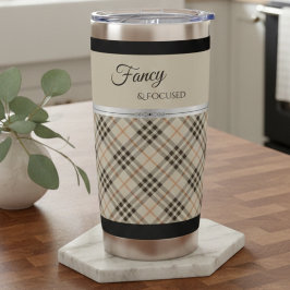 Modern Beige Fancy and Focused Boutique Plaid Geïsoleerde Drinkbeker