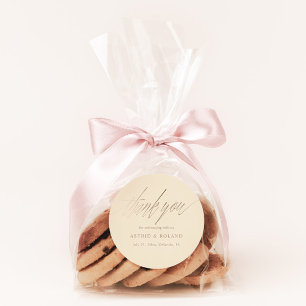 Modern Beige & Faux Gold Wedding Favoriet Ronde Sticker