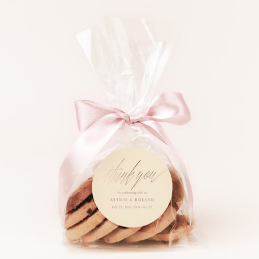 Modern Beige & Faux Gold Wedding Favoriet Ronde Sticker