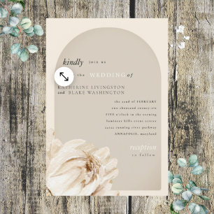 Modern Beige Floral Stem Wedding Kaart