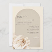 Modern Beige Floral Stem Wedding Kaart (Voorkant)