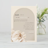 Modern Beige Floral Stem Wedding Kaart (Staand voorkant)