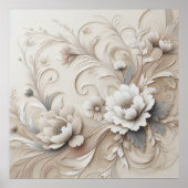 Modern Beige Flowers 3 Poster (Voorkant)