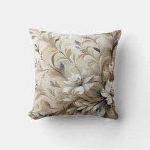 Modern Beige Flowers 4 Poster Kussen