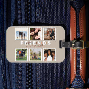 Modern Beige Friends Forever Foto Collage Bagagelabel