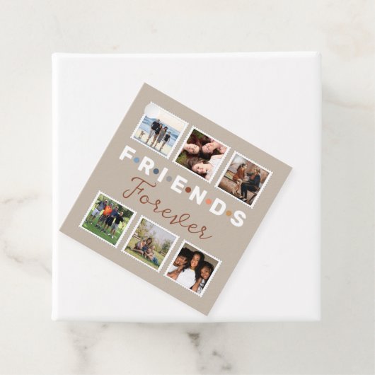 Modern Beige Friends Forever Foto Collage Bedankjes Labels (In situ)