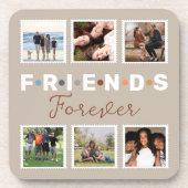 Modern Beige Friends Forever Foto Collage Bier Onderzetter (Voorkant)