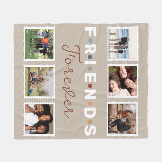 Modern Beige Friends Forever Foto Collage Fleece Deken (Voorkant (Horizontaal))
