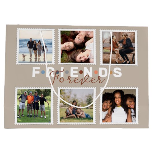 Modern Beige Friends Forever Foto Collage Groot Cadeauzakje (Achterkant)