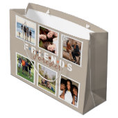 Modern Beige Friends Forever Foto Collage Groot Cadeauzakje (Achterkant Gekanteld)