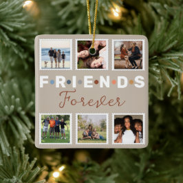 Modern Beige Friends Forever Foto Collage Keramisch Ornament
