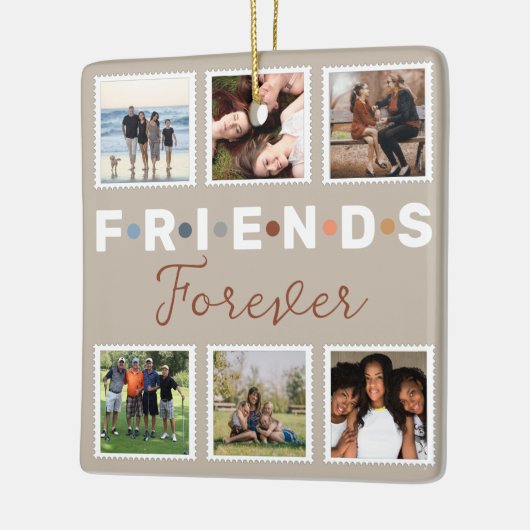 Modern Beige Friends Forever Foto Collage Keramisch Ornament (Links)