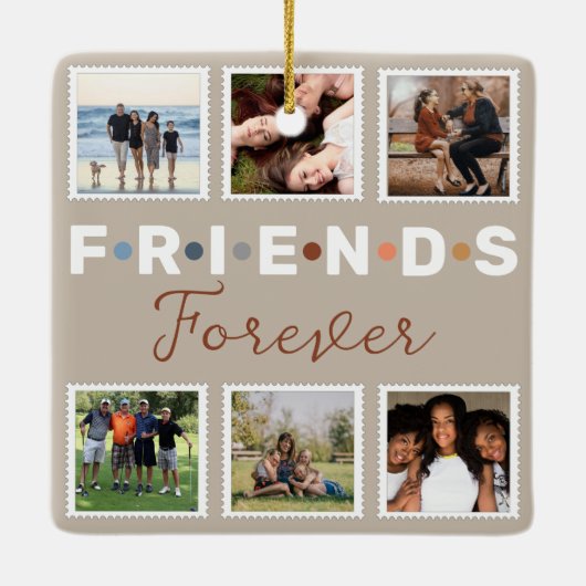 Modern Beige Friends Forever Foto Collage Keramisch Ornament (Achterkant)
