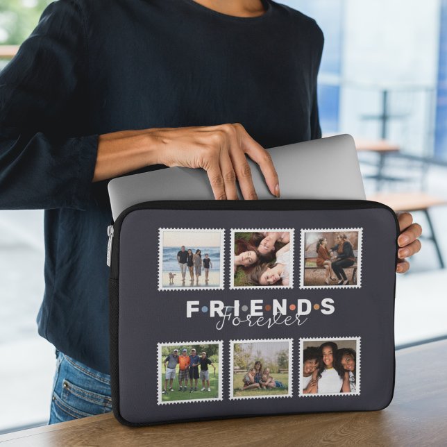 Modern Beige Friends Forever Foto Collage Laptop Sleeve (Creator heeft geüpload)