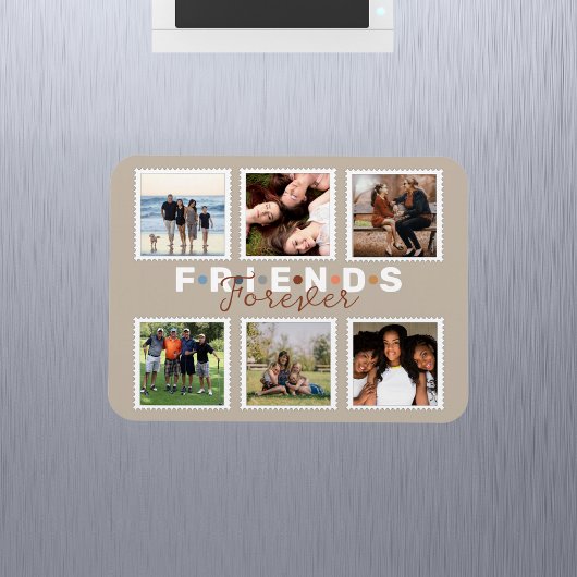 Modern Beige Friends Forever Foto Collage Magneet