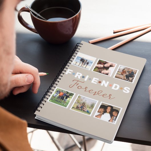 Modern Beige Friends Forever Foto Collage Notitieboek