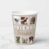 Modern Beige Friends Forever Foto Collage Papieren Bekers (Achterkant)