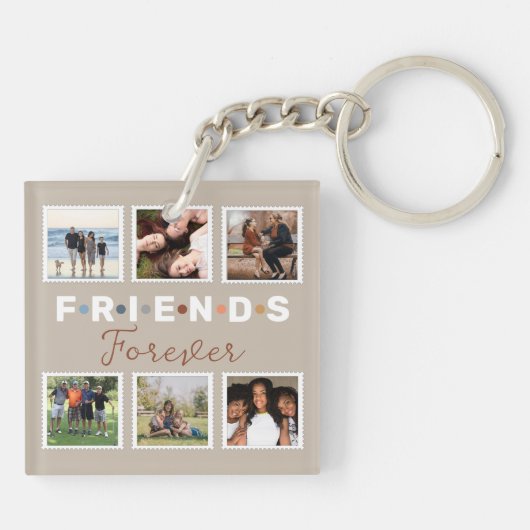Modern Beige Friends Forever Foto Collage Sleutelhanger (Achterkant)