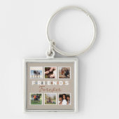 Modern Beige Friends Forever Foto Collage Sleutelhanger (Voorkant)