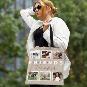Modern Beige Friends Forever Foto Collage Tote Bag