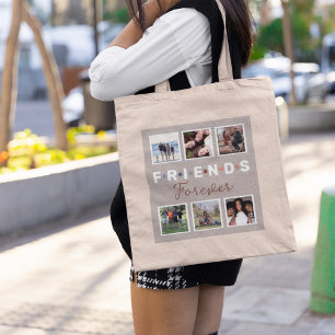 Modern Beige Friends Forever Foto Collage Tote Bag