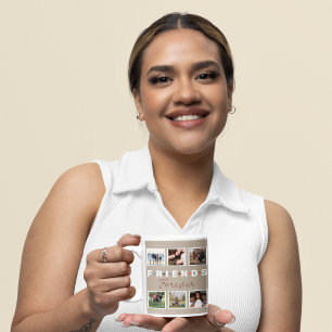 Modern Beige Friends Forever Foto Collage Tweekleurige Koffiemok