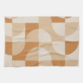 Modern Beige Geometric Minimalist Kitchen Towel Theedoek (Horizontaal)