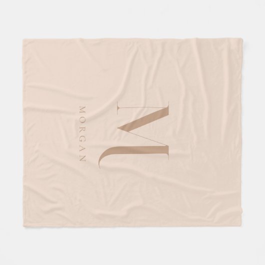 Modern Beige gepersonaliseerd monogram Fleece Deken (Voorkant (Horizontaal))