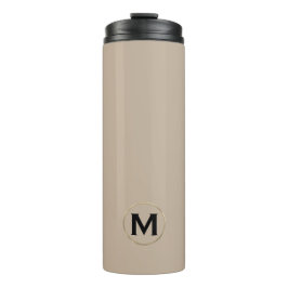Modern Beige Gold Monogram Thermal Tumbler Thermosbeker