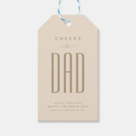 Modern Beige & Gold "Proost op papa" Vaderdag Cadeaulabel