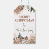 Modern Beige Green Terracotta Label met kerstcadea Cadeaulabel (Voorkant)