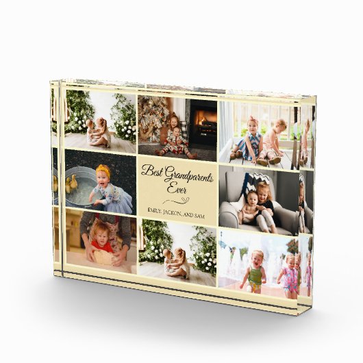 Modern Beige Grootouder Jubileum Fotocadeau Fotoblokken (Rechts)