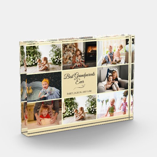 Modern Beige Grootouder Jubileum Fotocadeau Fotoblokken (Links)