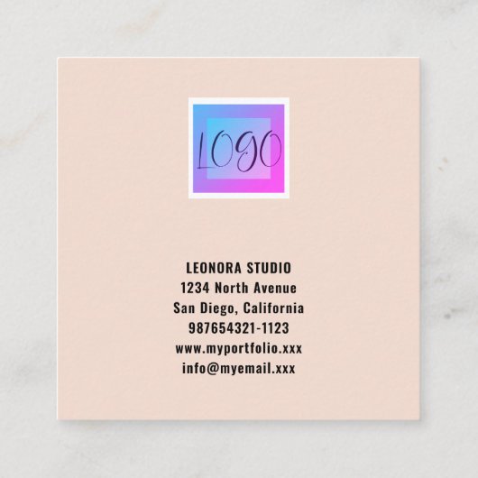 Modern Beige Ivoor Square Visitekaartje (Achterkant)