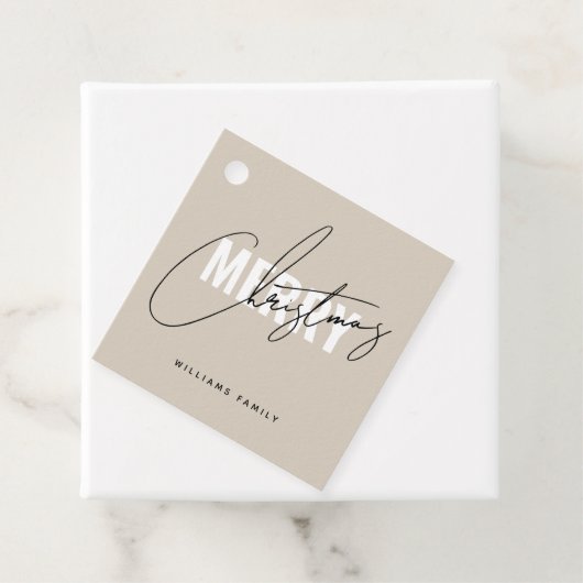 Modern beige kerstscript bedankjes labels (In situ)