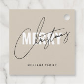 Modern beige kerstscript bedankjes labels (Achterkant)