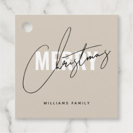 Modern beige kerstscript bedankjes labels