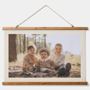 Modern Beige Lijst Aangepast fotocanvas Hangend Wandkleed