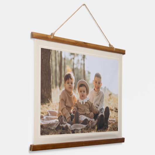 Modern Beige Lijst Aangepast fotocanvas Hangend Wandkleed (Gebogen)