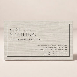Modern Beige Linen Professional Luxury Minimalist  Visitekaartje