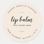 Modern beige lippenbalsem label (Voorkant)